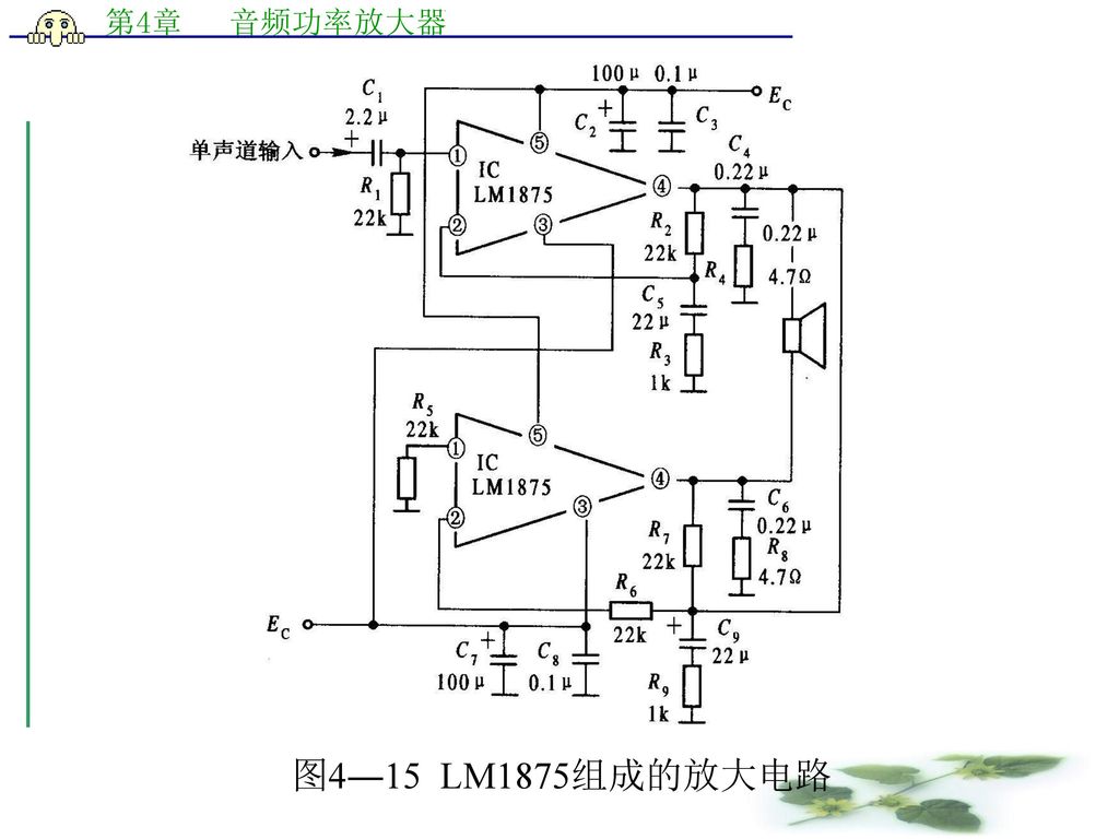 图4―15 LM1875组成的放大电路
