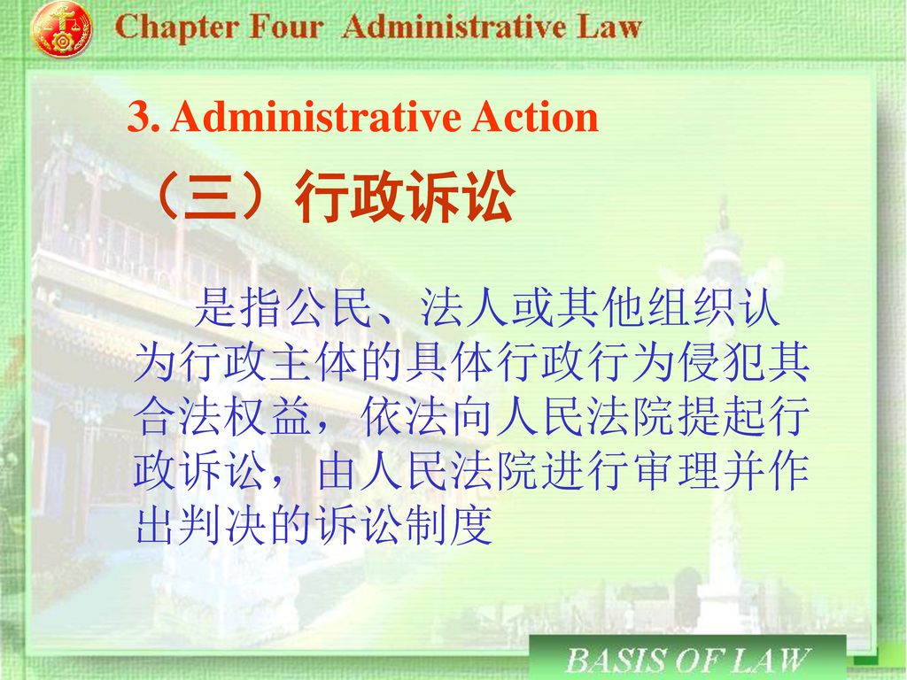 （三）行政诉讼 3. Administrative Action