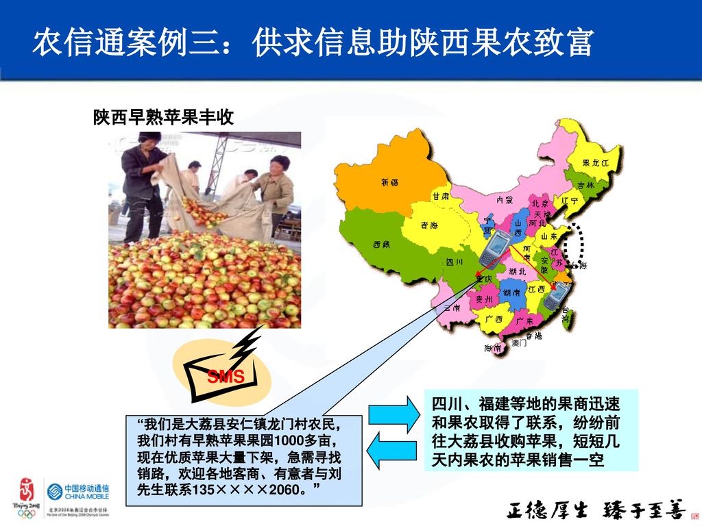农信通案例三：供求信息助陕西果农致富 陕西早熟苹果丰收 SMS