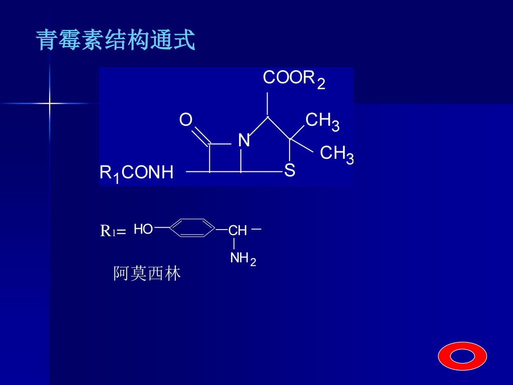 青霉素结构通式 R1= 阿莫西林