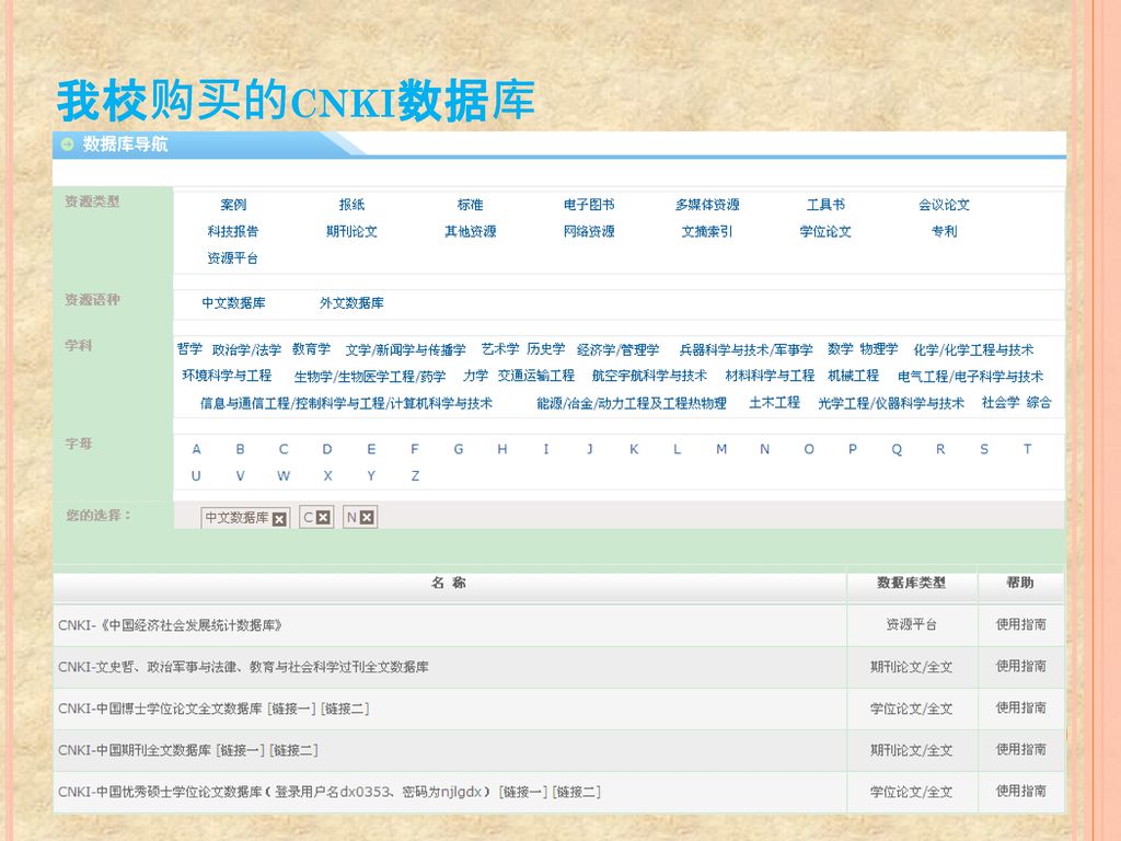 我校购买的CNKI数据库 中国经济社会发展统计数据库