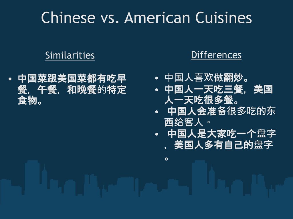 Chinese vs. American Cuisines
