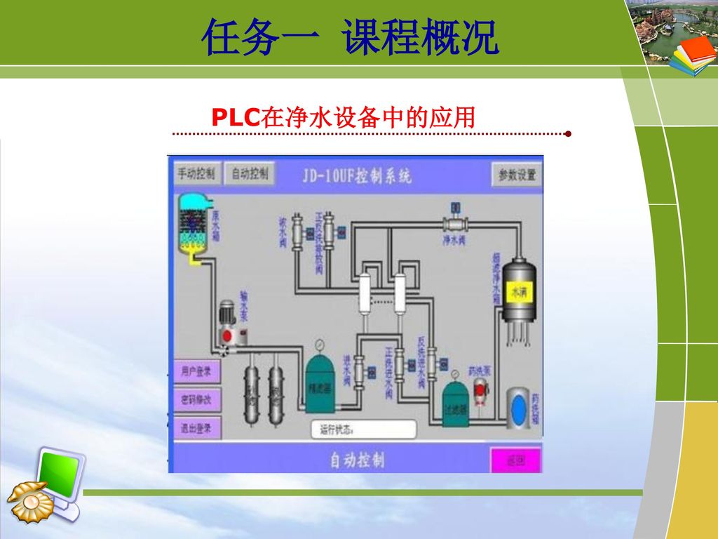 任务一 课程概况 PLC在净水设备中的应用