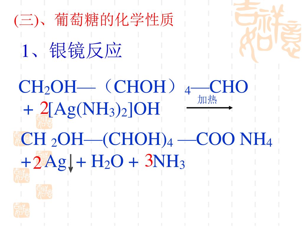 CH 2OH—(CHOH)4 —COO NH4 + Ag + H2O + NH3 3 2