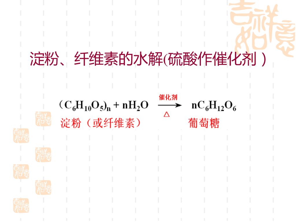 淀粉、纤维素的水解(硫酸作催化剂）