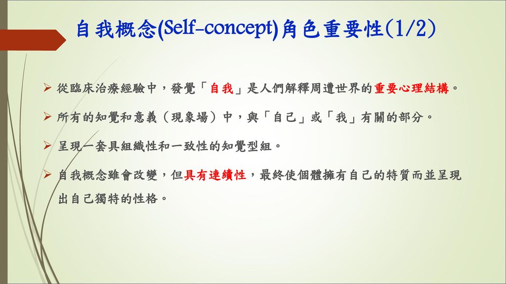 自我概念(Self-concept)角色重要性(1/2)