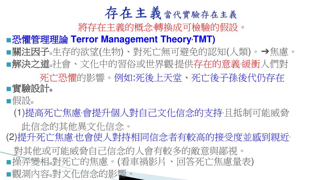 恐懼管理理論 Terror Management Theory༌TMT)