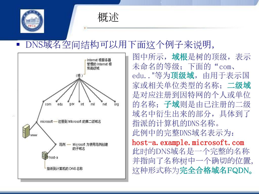 概述 DNS域名空间结构可以用下面这个例子来说明，