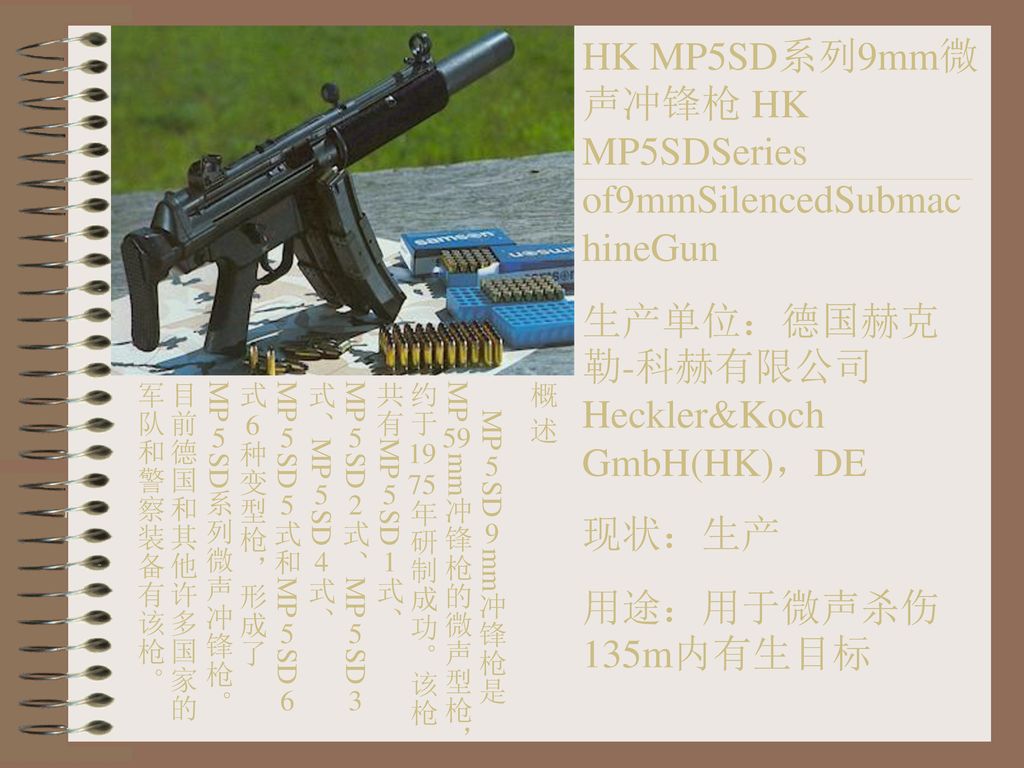 HK MP5SD系列9mm微声冲锋枪 HK MP5SDSeries of9mmSilencedSubmachineGun