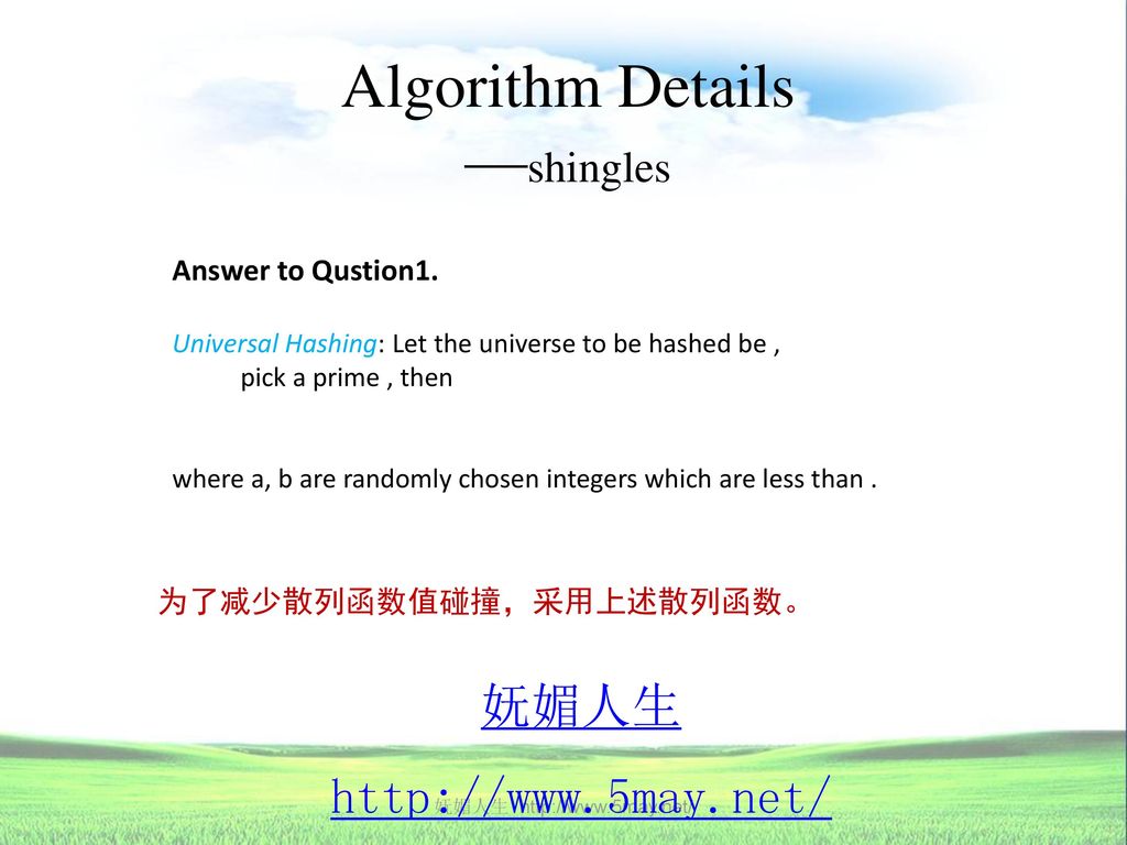 Algorithm Details —shingles