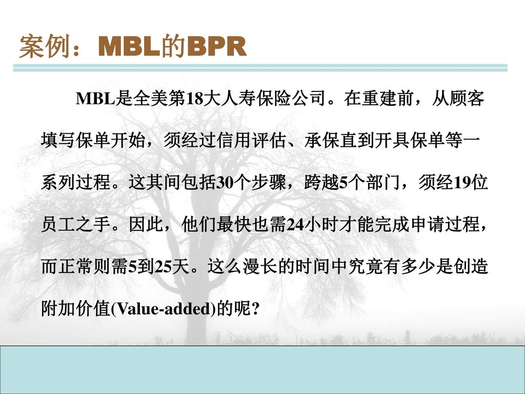 案例：MBL的BPR