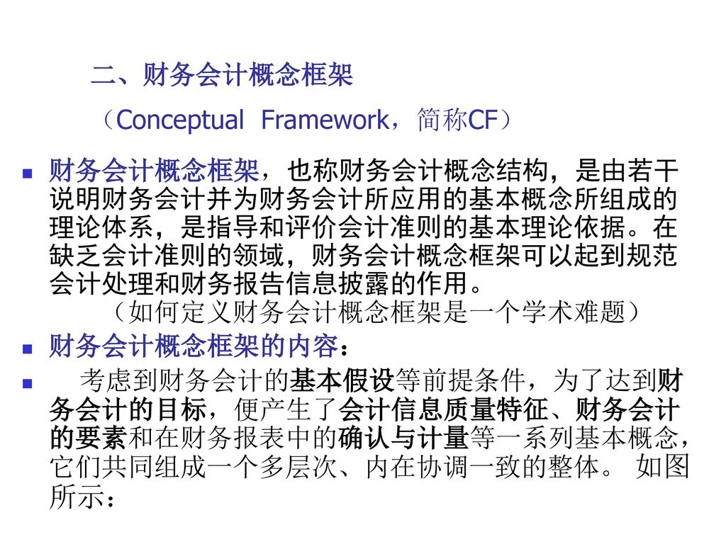 二、财务会计概念框架 （Conceptual Framework，简称CF）