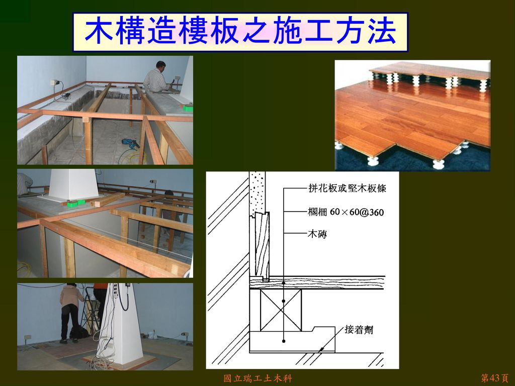 木構造樓板之施工方法 國立瑞工土木科