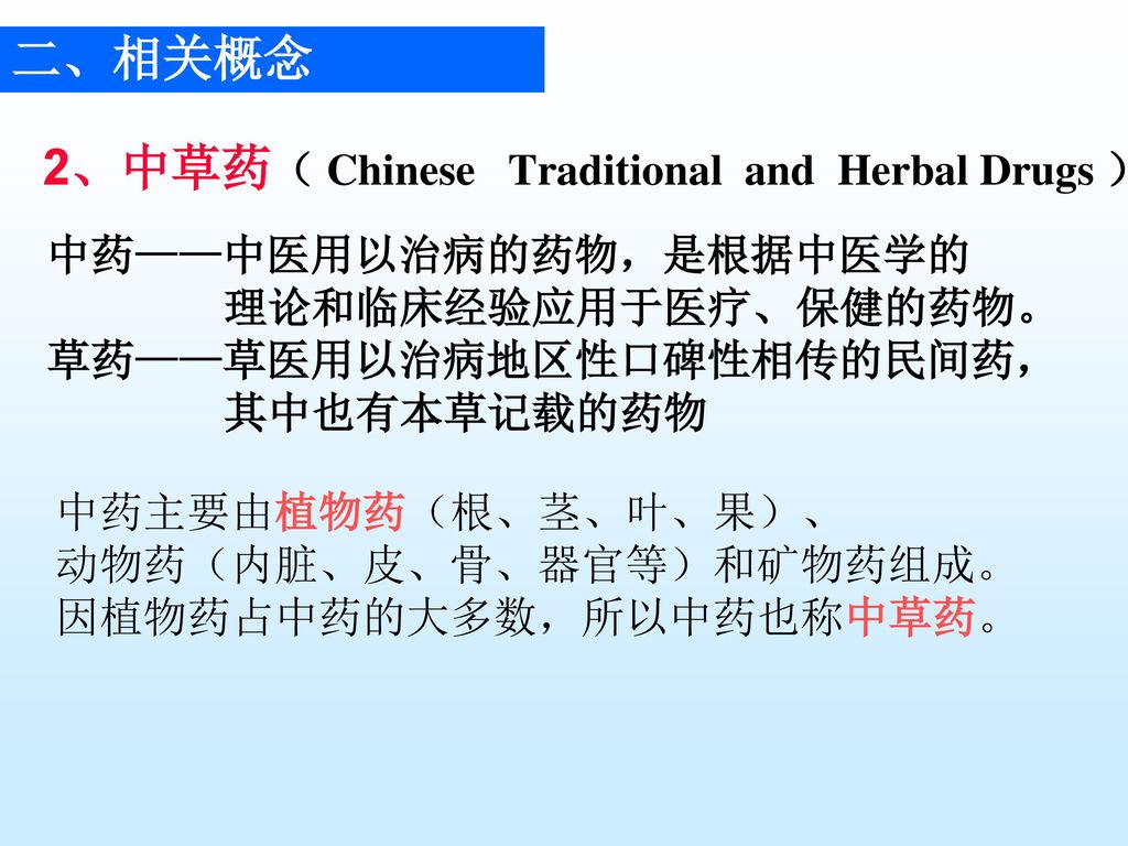 2、中草药（ Chinese Traditional and Herbal Drugs ）