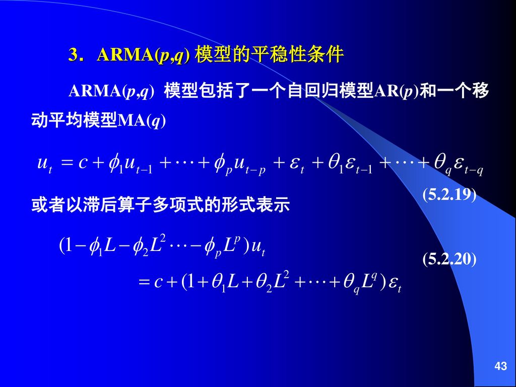 ARMA(p,q) 模型包括了一个自回归模型AR(p)和一个移动平均模型MA(q)