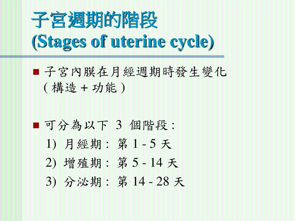 子宮週期的階段 (Stages of uterine cycle)