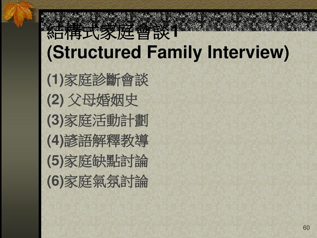 結構式家庭會談1 (Structured Family Interview)