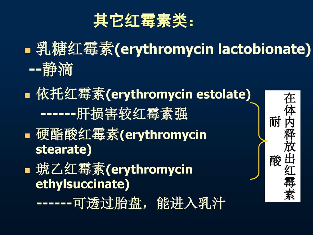 乳糖红霉素(erythromycin lactobionate) --静滴