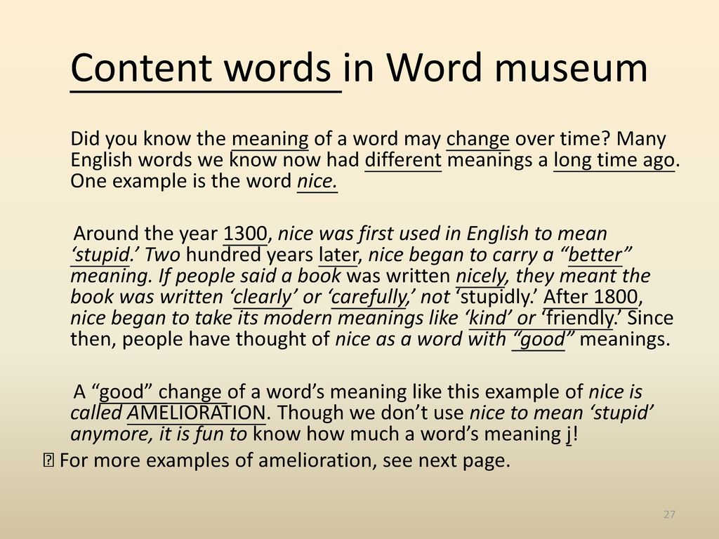 Content words in Word museum