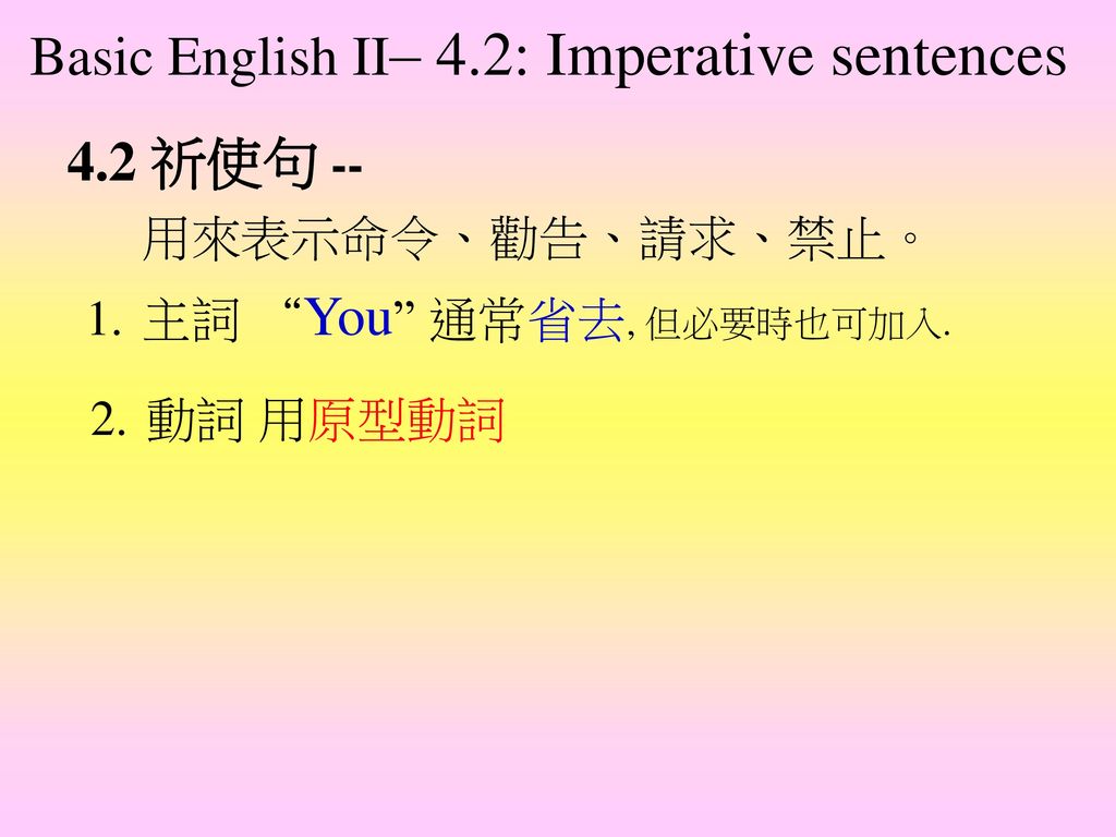 Basic English II– 4.2: Imperative sentences