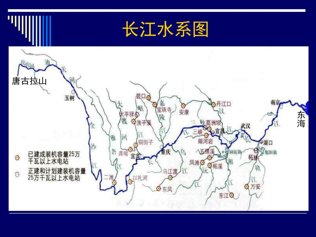 长江水系图 唐古拉山 东 海 东海