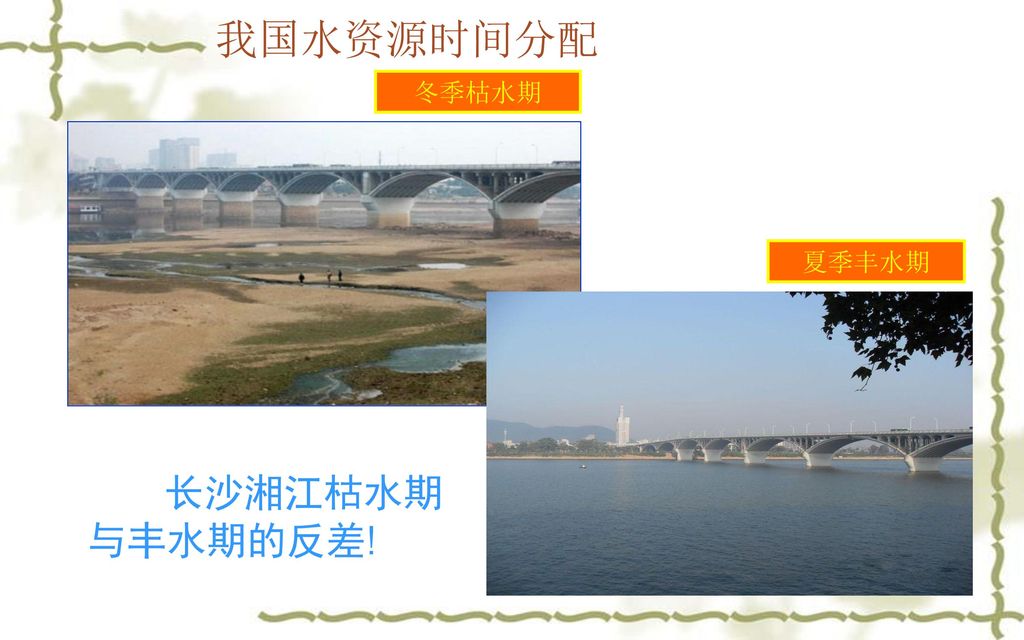 我国水资源时间分配 冬季枯水期 夏季丰水期 长沙湘江枯水期与丰水期的反差!