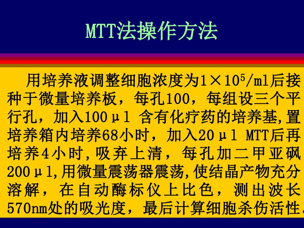 mtt法操作方法用培养液调整细胞浓度为1×105/ml后接种于微量培养板