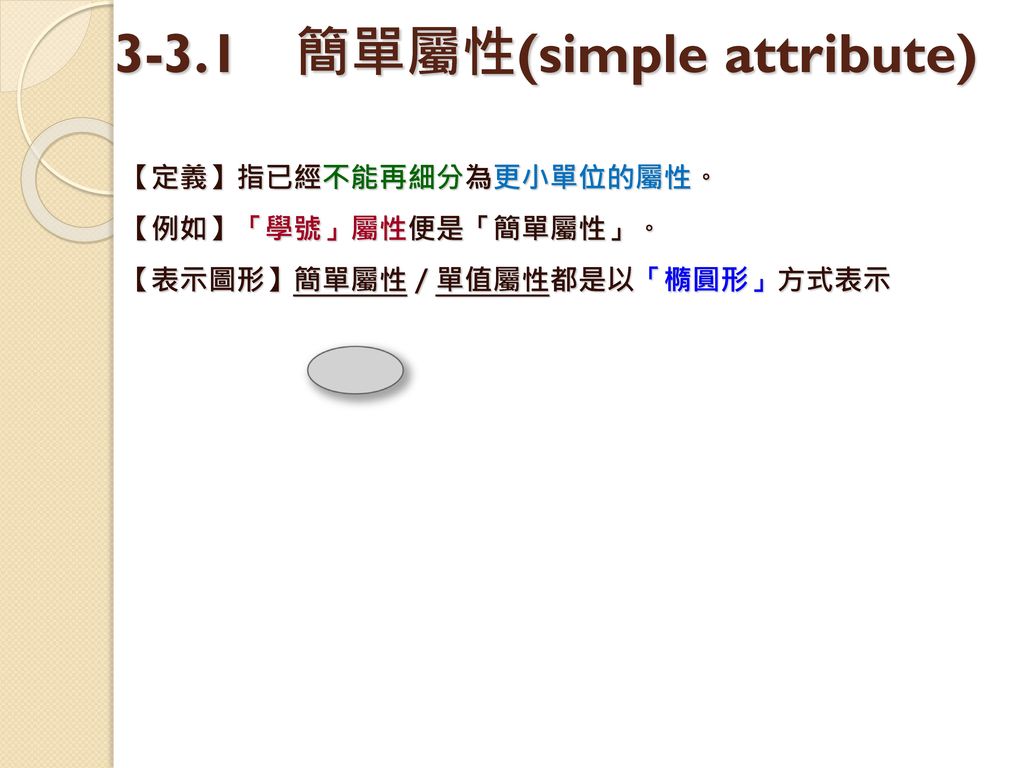 3-3.1 簡單屬性(simple attribute)
