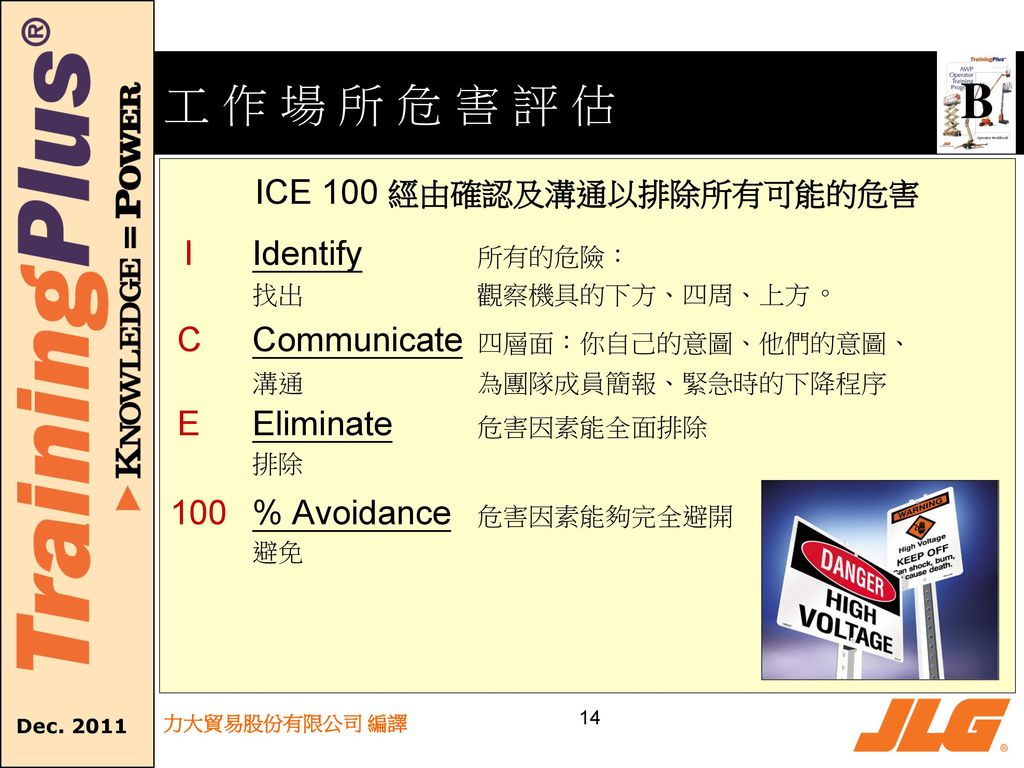 ICE 100 經由確認及溝通以排除所有可能的危害