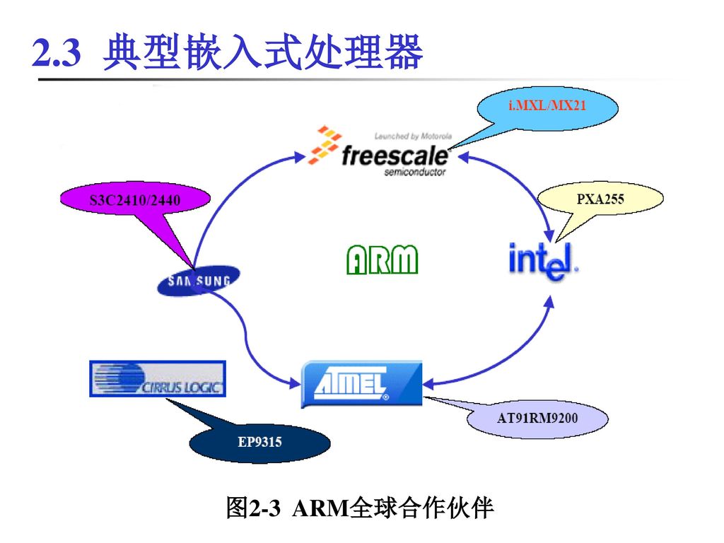 2.3 典型嵌入式处理器 图2-3 ARM全球合作伙伴