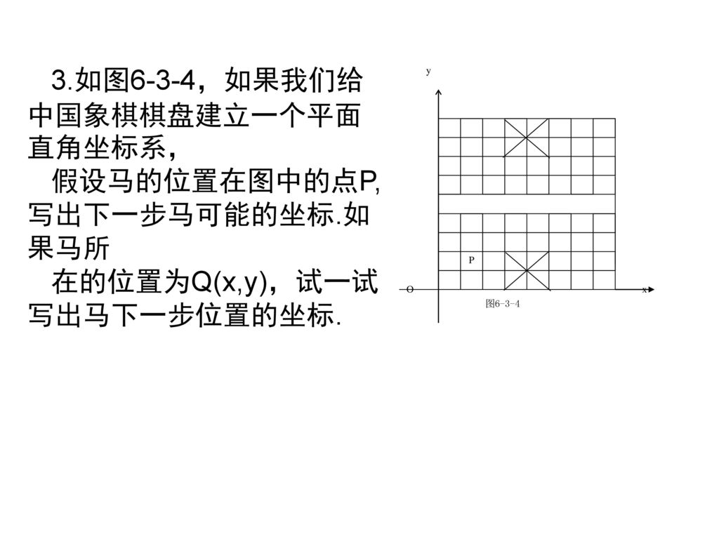 3.如图6-3-4，如果我们给中国象棋棋盘建立一个平面直角坐标系，
