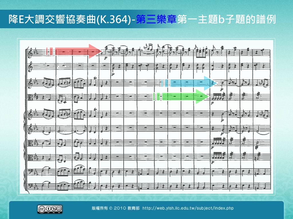 降E大調交響協奏曲(K.364)-第三樂章第一主題b子題的譜例