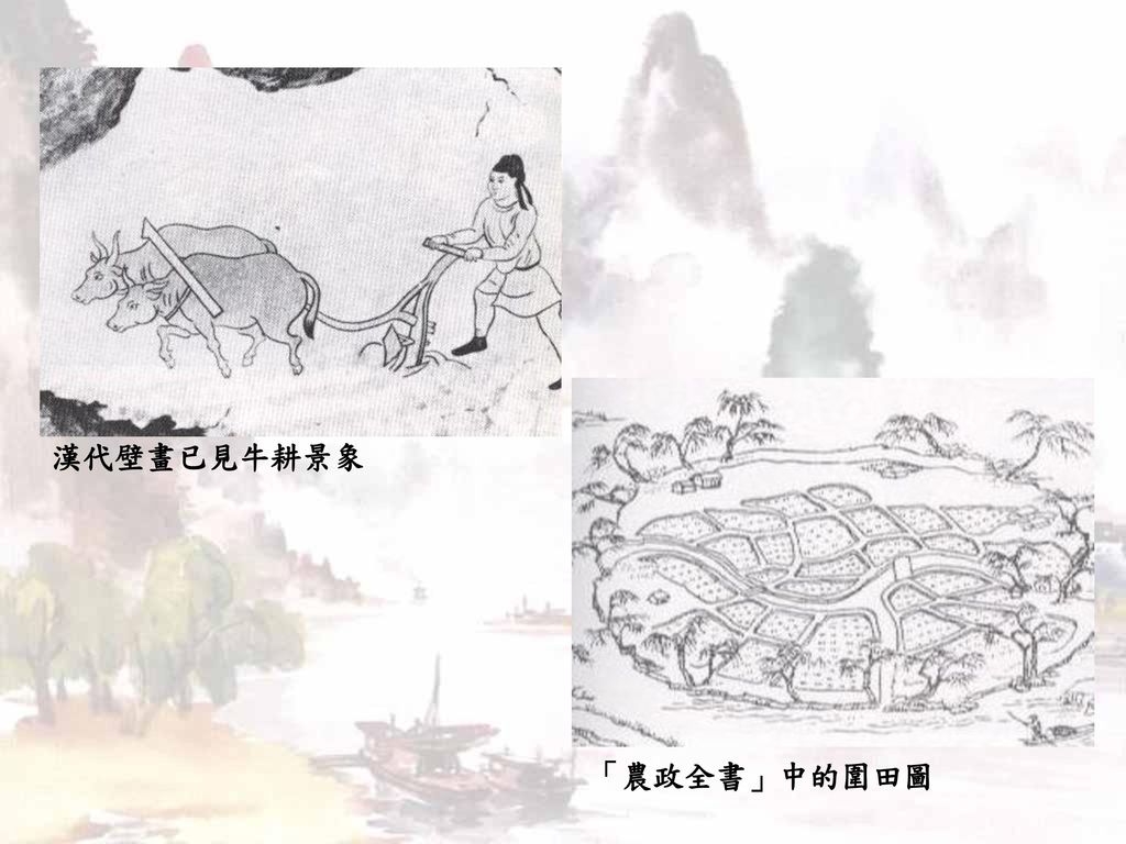 漢代壁畫已見牛耕景象 「農政全書」中的圍田圖