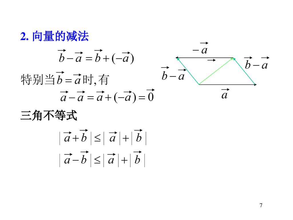 2. 向量的减法 三角不等式 7