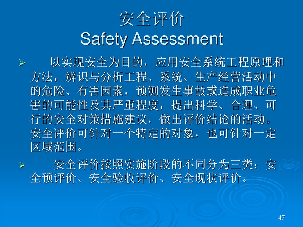 安全评价 Safety Assessment