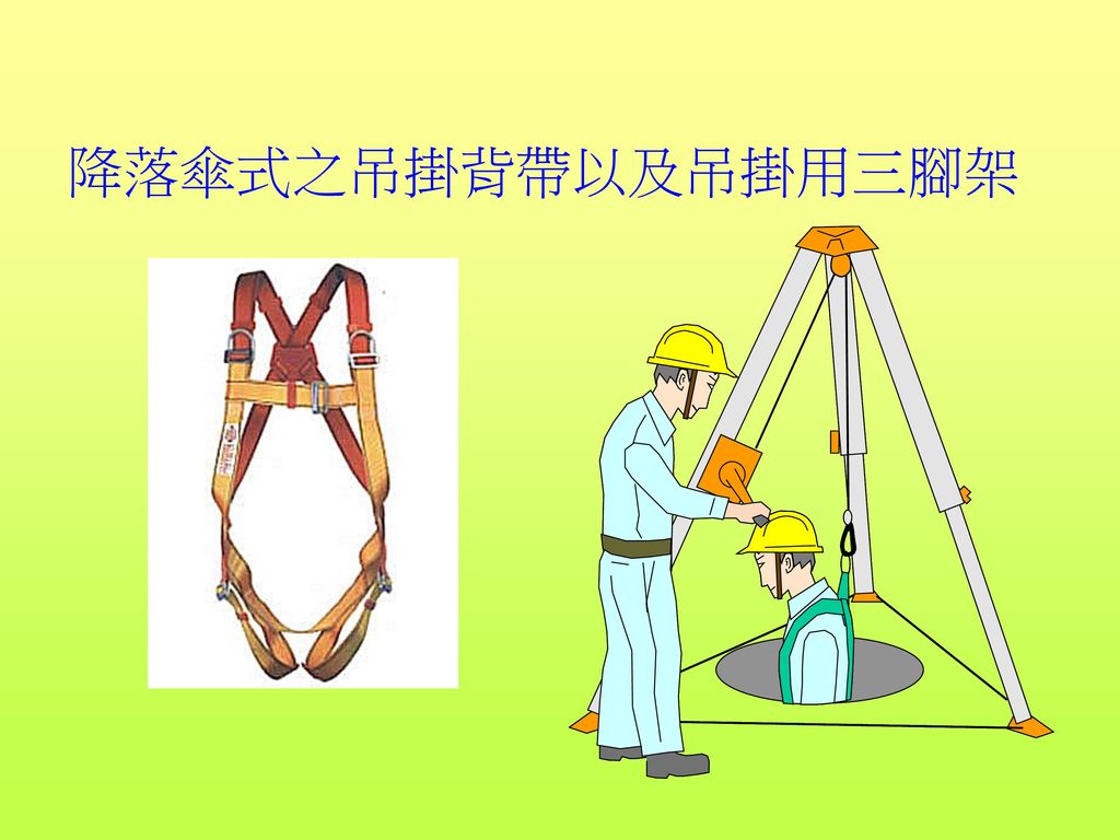 降落傘式之吊掛背帶以及吊掛用三腳架