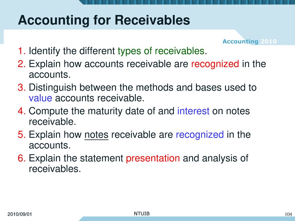 Accounting for Receivables