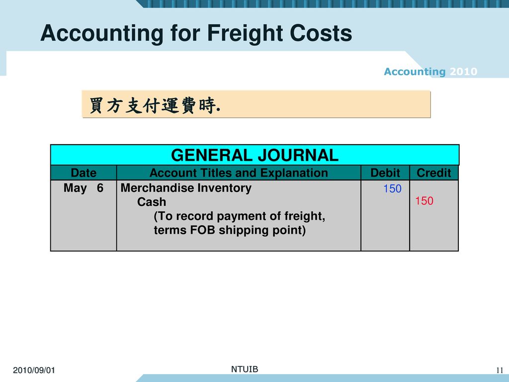 Accounting for Freight Costs
