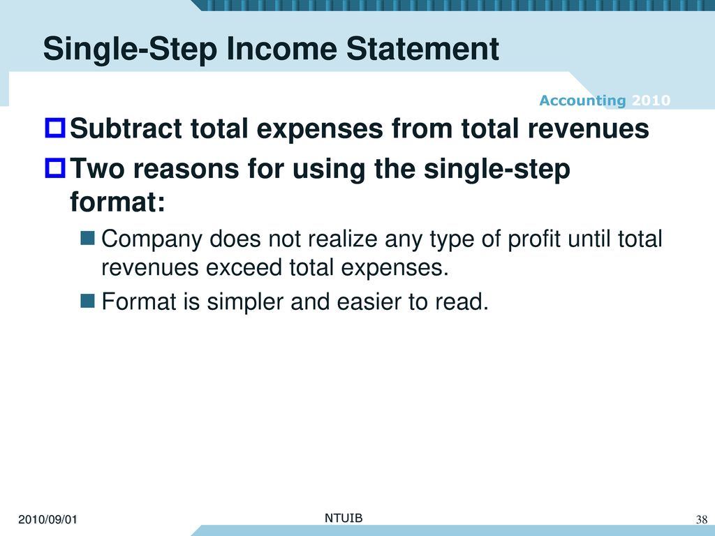 Single-Step Income Statement