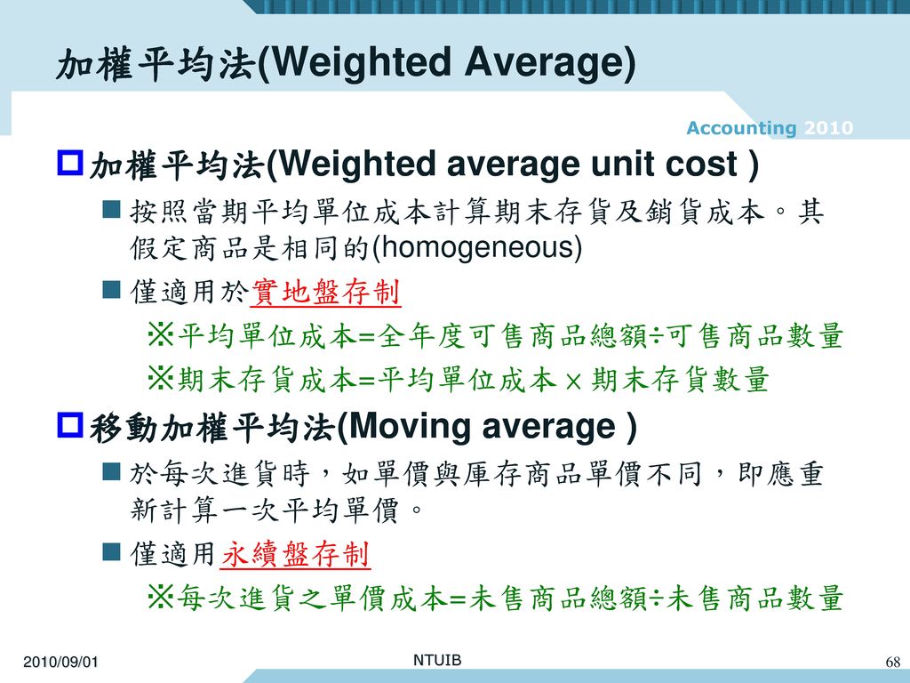 加權平均法(Weighted Average)