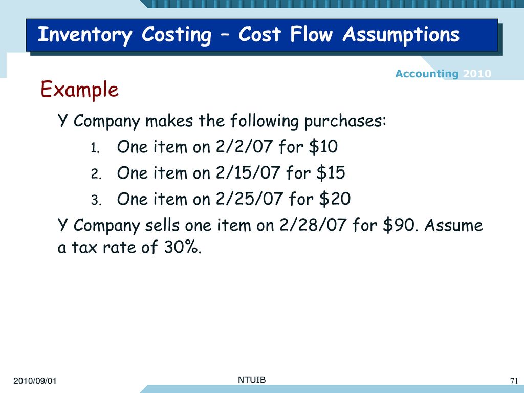 Inventory Costing – Cost Flow Assumptions