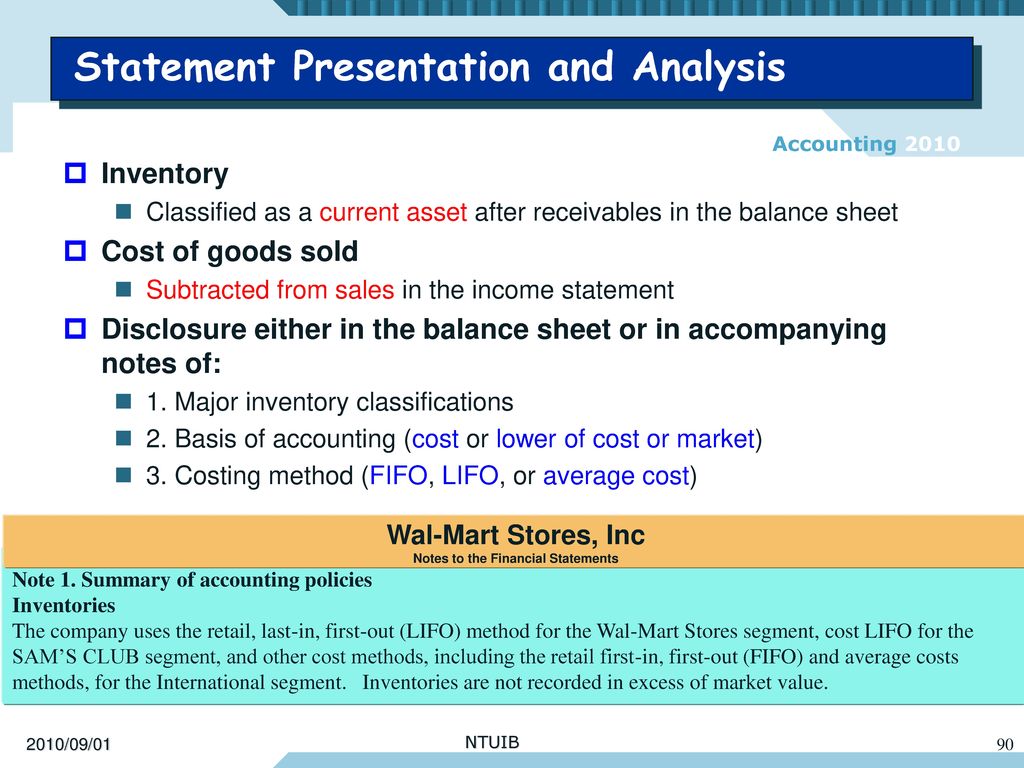 Statement Presentation and Analysis