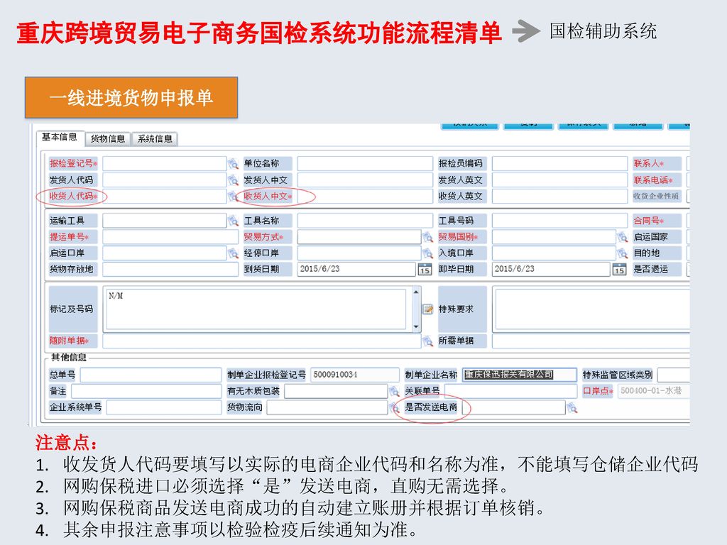 重庆跨境贸易电子商务国检系统功能流程清单
