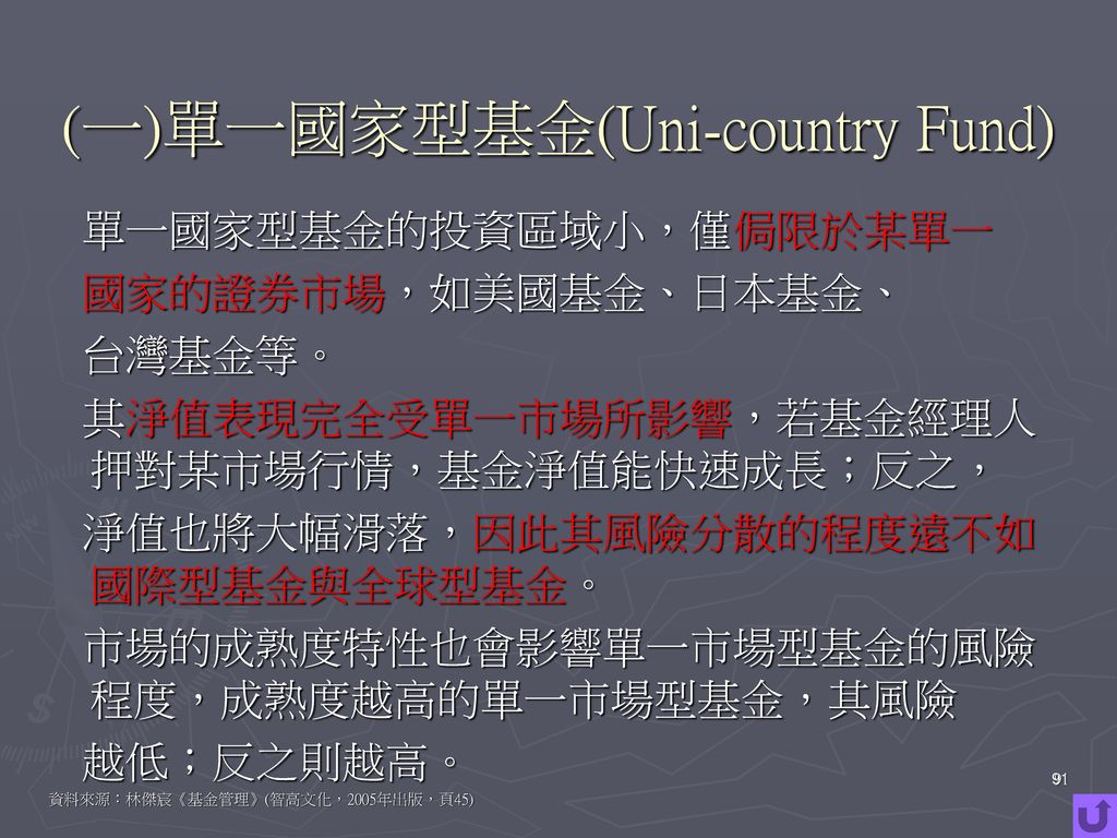 (一)單一國家型基金(Uni-country Fund)