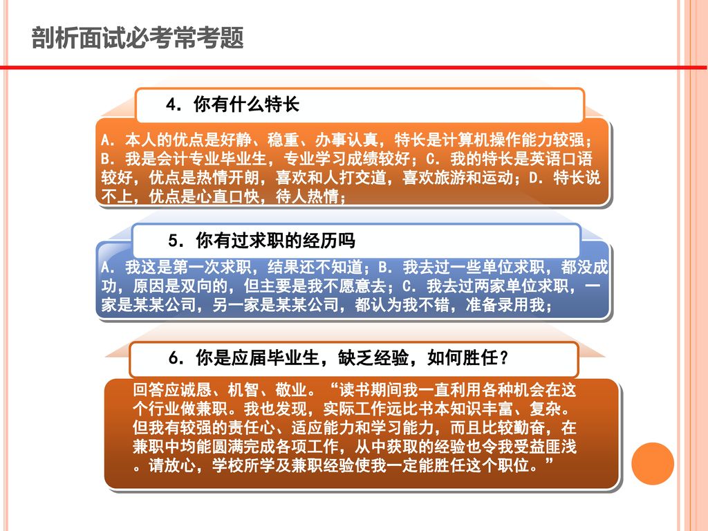 面试常见问题及回答策略模板来自于 Ppt Download