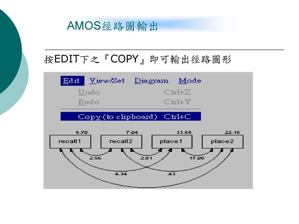 AMOS徑路圖輸出 按EDIT下之『COPY』即可輸出徑路圖形