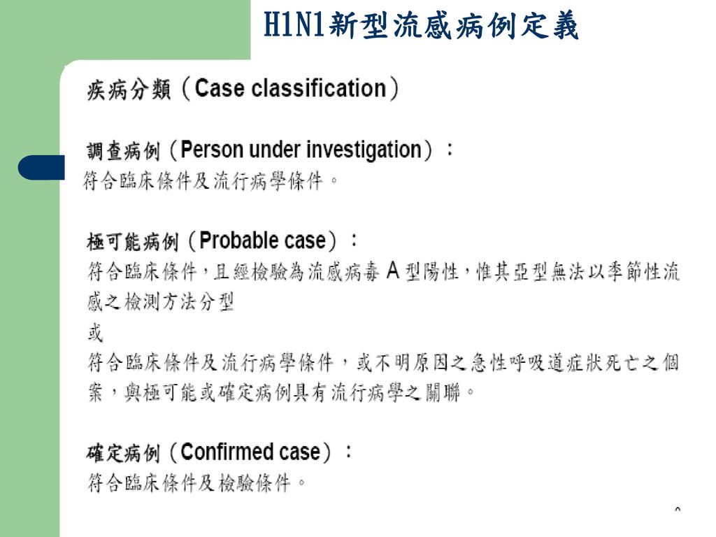 H1N1新型流感病例定義
