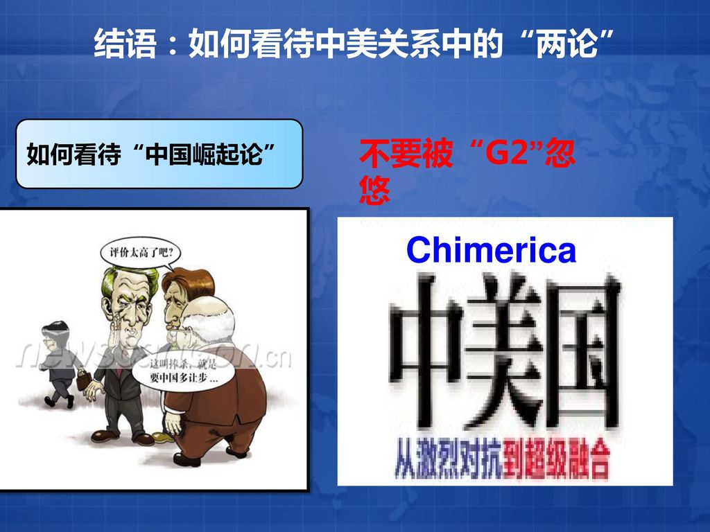 结语：如何看待中美关系中的 两论 如何看待 中国崛起论 不要被 G2 忽悠 Chimerica