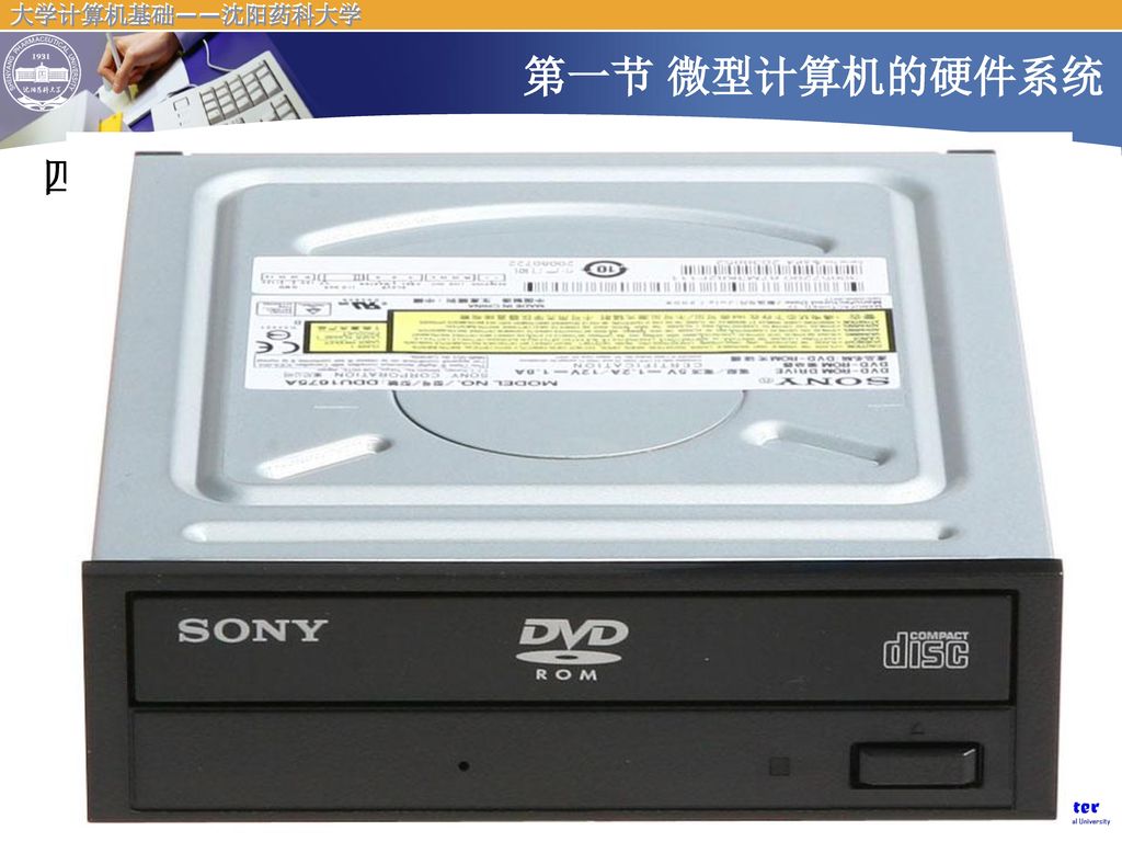 第一节 微型计算机的硬件系统 四、外存储器 3. 光盘(Optical Disk ) 不同的光盘需要不同的光驱来支持，常见的光驱有：