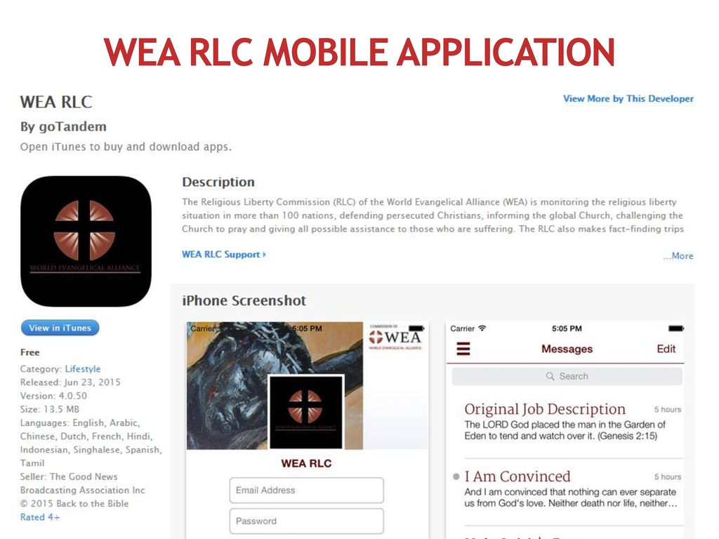 WEA RLC MOBILE APPLICATION